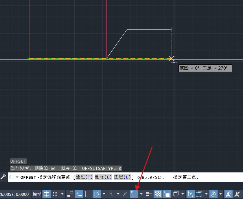 CAD如何利用两点确定偏移距离？